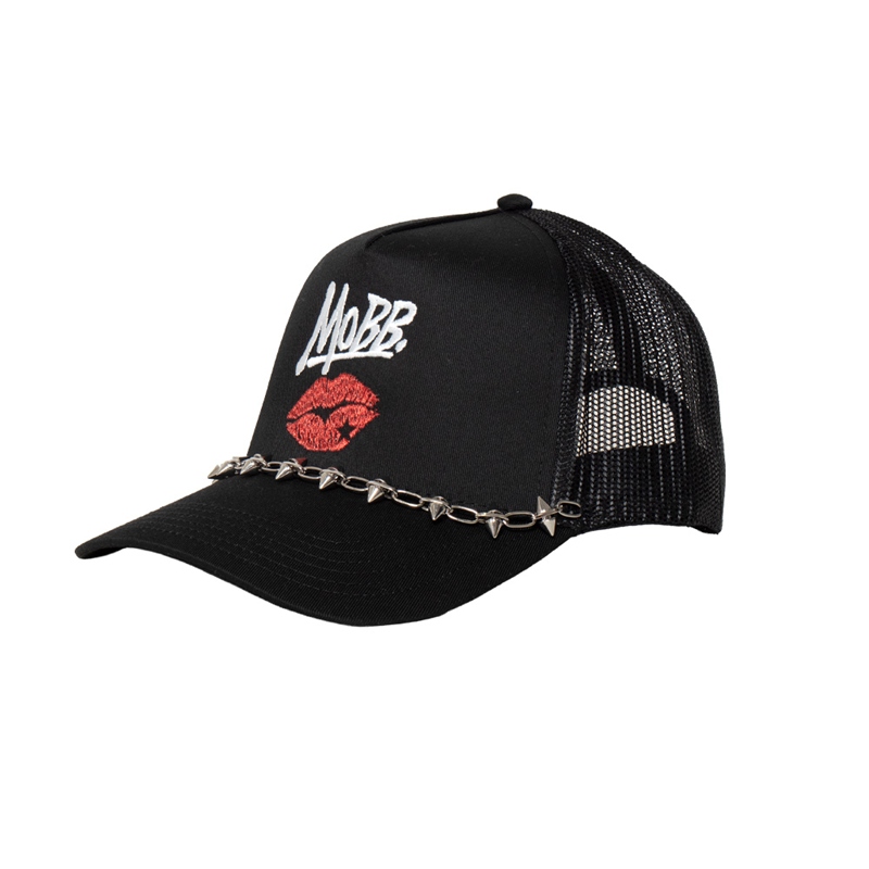 KISS RIVETS CHAIN MESH CAP -BLACK-