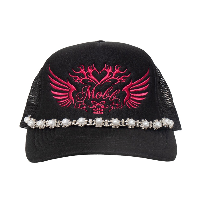 ANGEL CHAIN MESH CAP -BLACK×PINK-