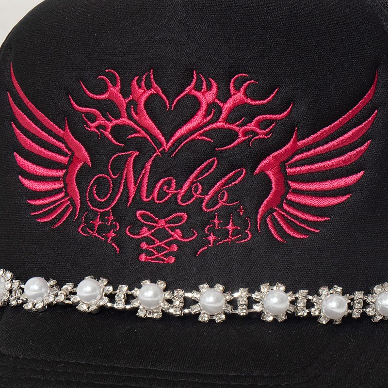 ANGEL CHAIN MESH CAP -BLACK×PINK-
