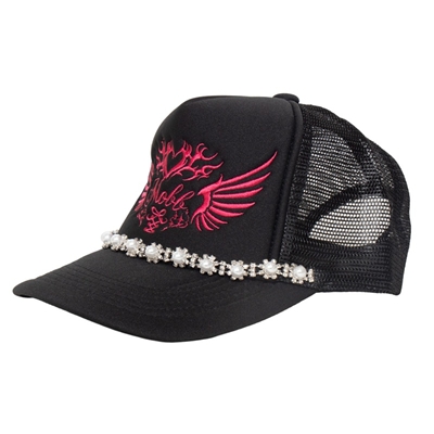 ANGEL CHAIN MESH CAP -BLACK×PINK-