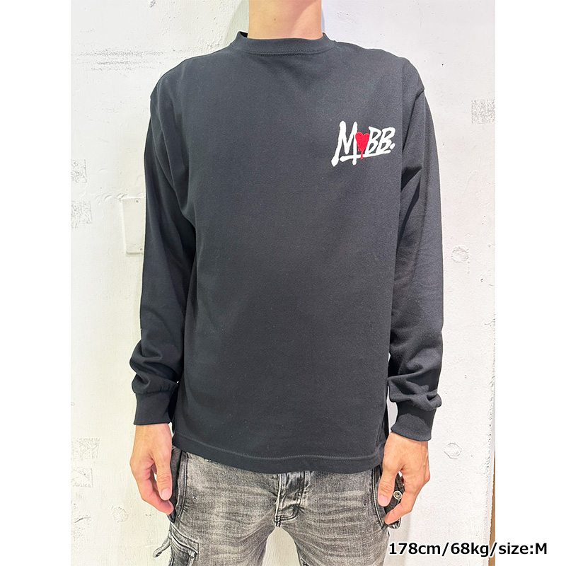 HEART DRIP L/S T-SHIRT -BLACK-