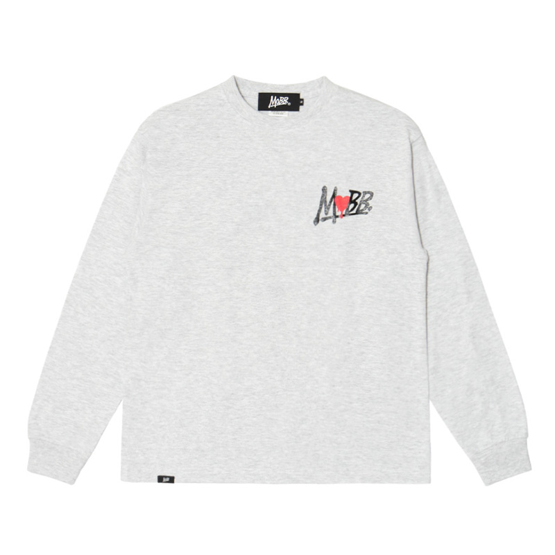 HEART DRIP L/S T-SHIRT -GREY-