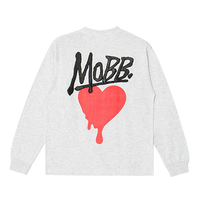 HEART DRIP L/S T-SHIRT -GREY-
