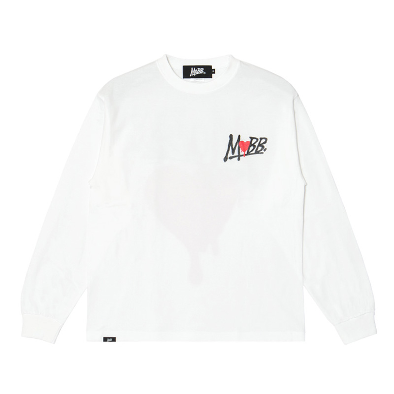 HEART DRIP L/S T-SHIRT -WHITE-