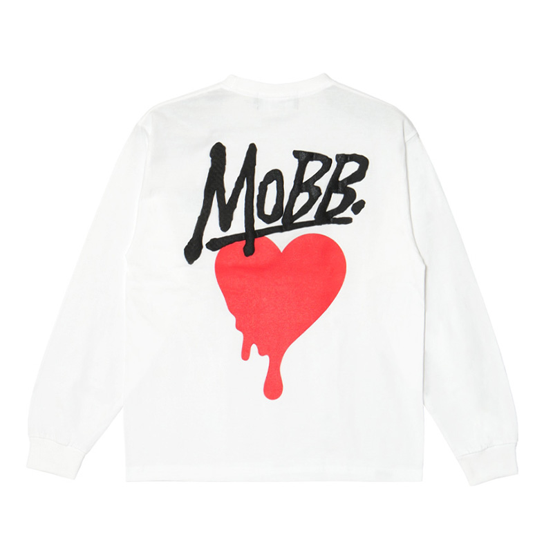 HEART DRIP L/S T-SHIRT -WHITE-