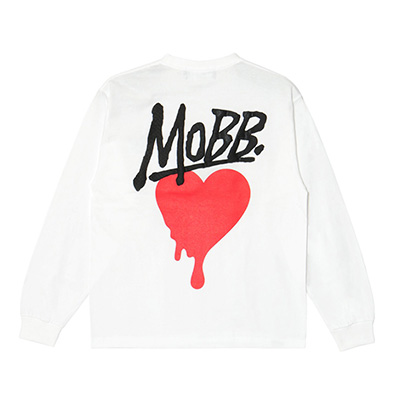 HEART DRIP L/S T-SHIRT -WHITE-