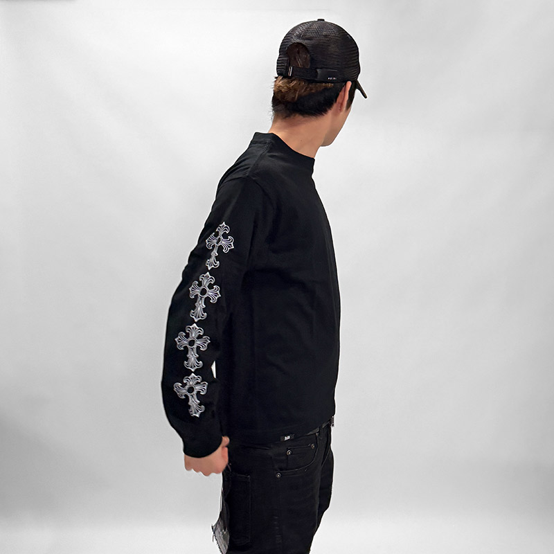 CROSS SLEEVE L/S T-SHIRT -BLACK-