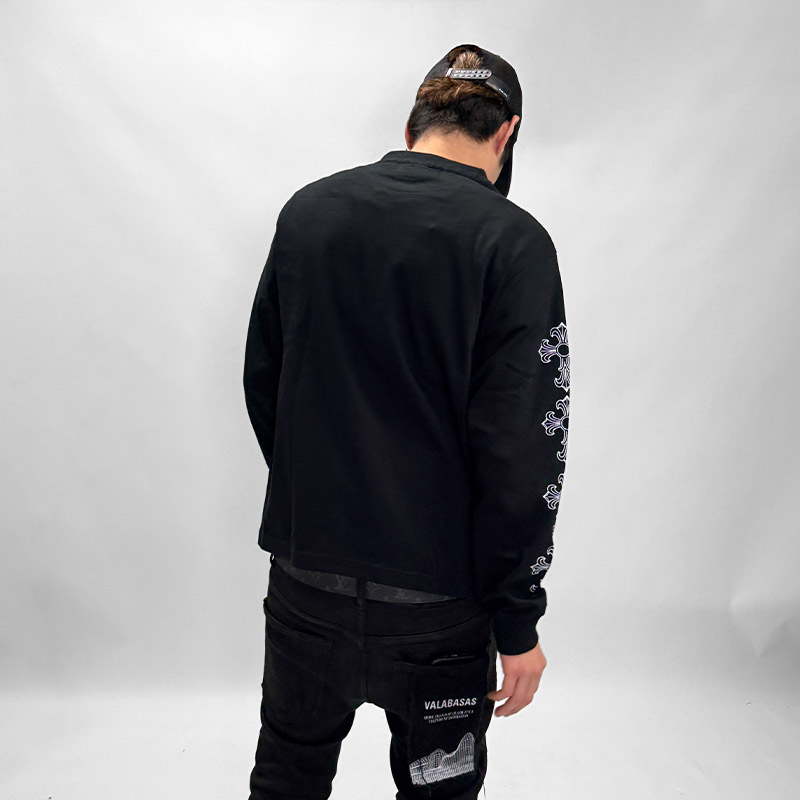 CROSS SLEEVE L/S T-SHIRT -BLACK-