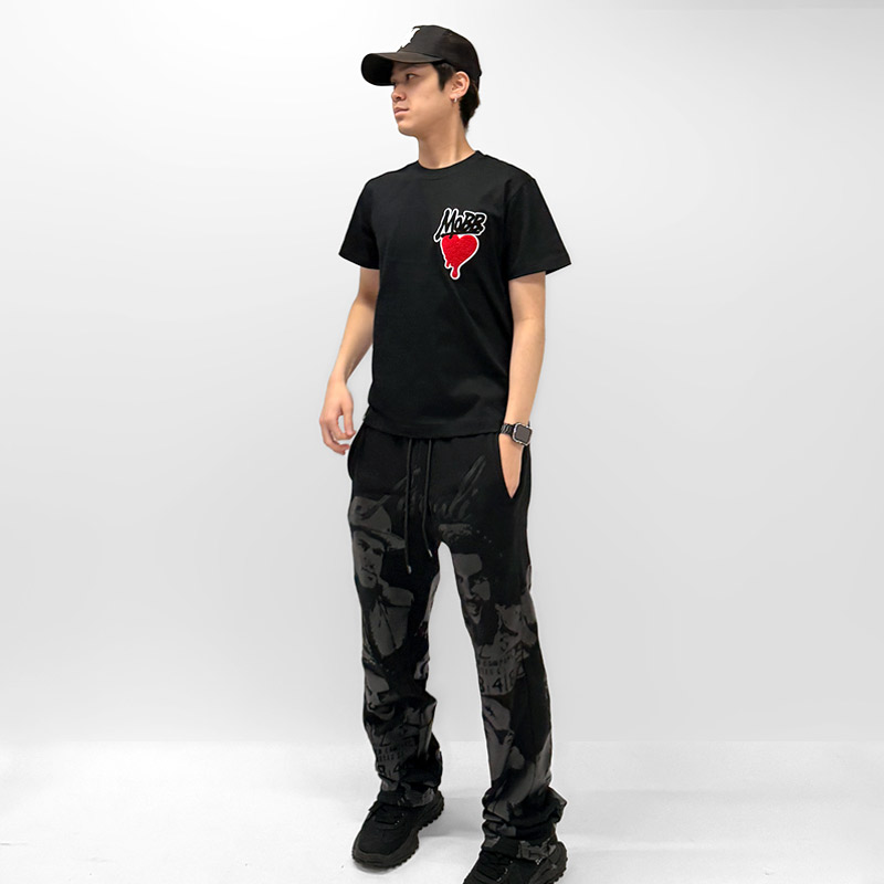 HEART DRIP WAPPEN T-SHIRT -BLACK-