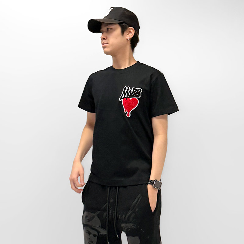 HEART DRIP WAPPEN T-SHIRT -BLACK-