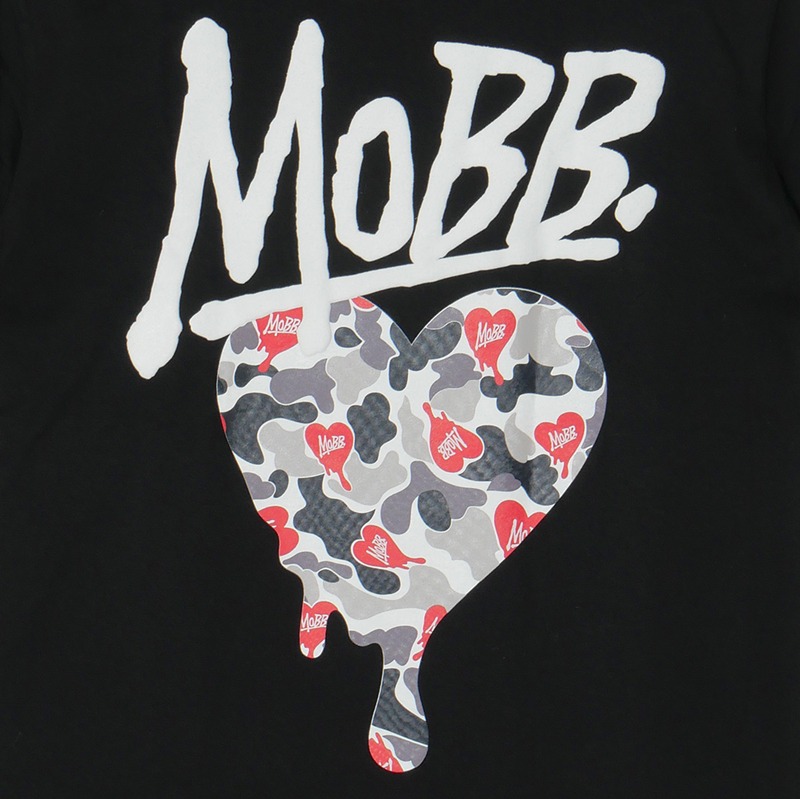 HEART DRIP CAMO T-SHIRT -BLACK- -BLACK-