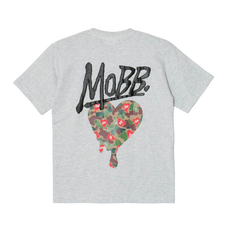 HEART DRIP CAMO T-SHIRT -GREY-