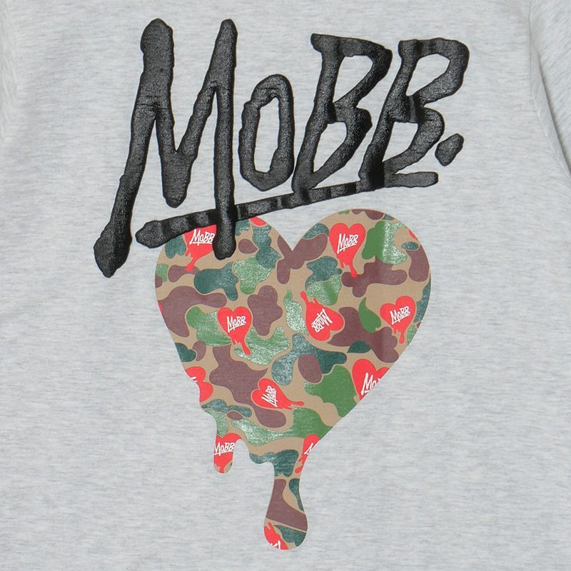 HEART DRIP CAMO T-SHIRT -GREY-