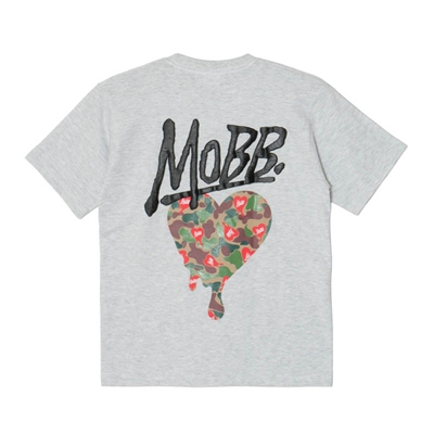 HEART DRIP CAMO T-SHIRT -GREY-