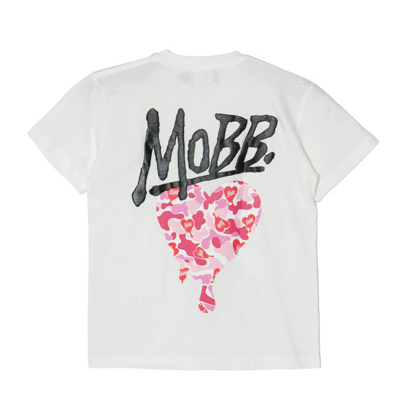 HEART DRIP CAMO T-SHIRT -WHITE-