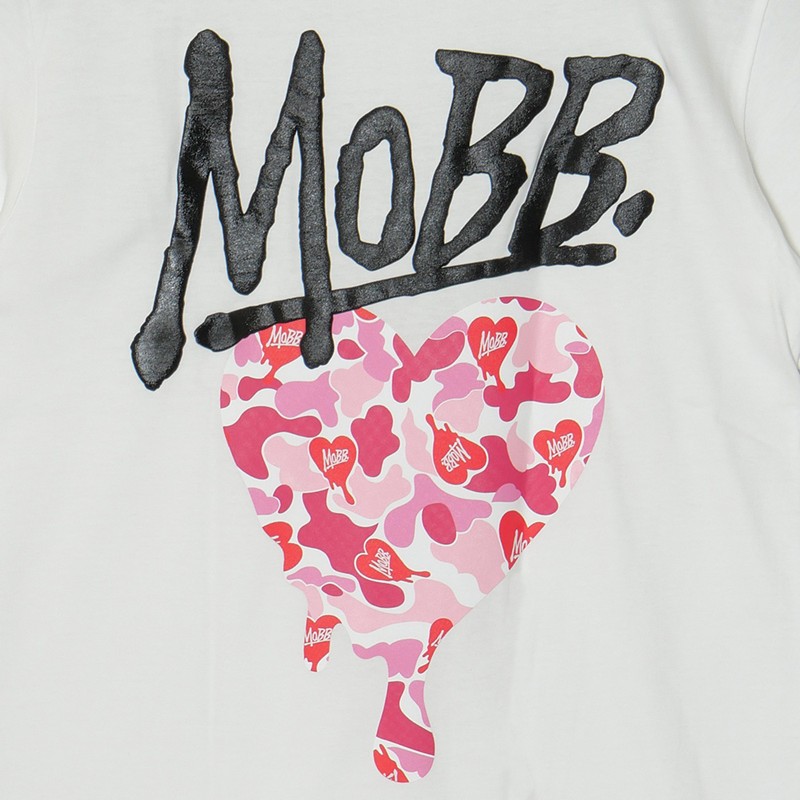 HEART DRIP CAMO T-SHIRT -WHITE-