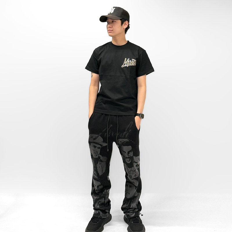 OG TRIM STONE LEOPARD T-SHIRT -BLACK×BEIGE-