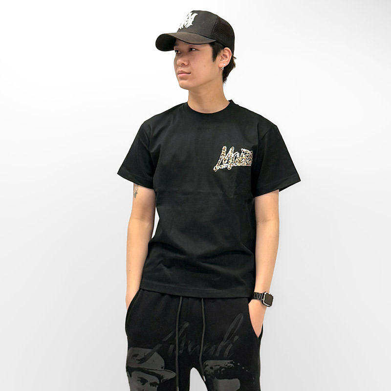 OG TRIM STONE LEOPARD T-SHIRT -BLACK×BEIGE-
