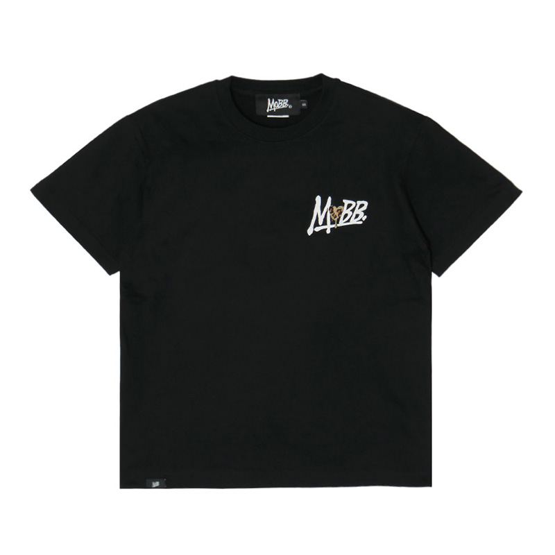 HEART DRIP LEOPARD T-SHIRT -BLACK×BEIGE-