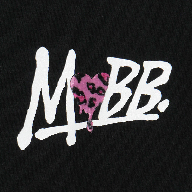HEART DRIP LEOPARD T-SHIRT -BLACK×PINK-