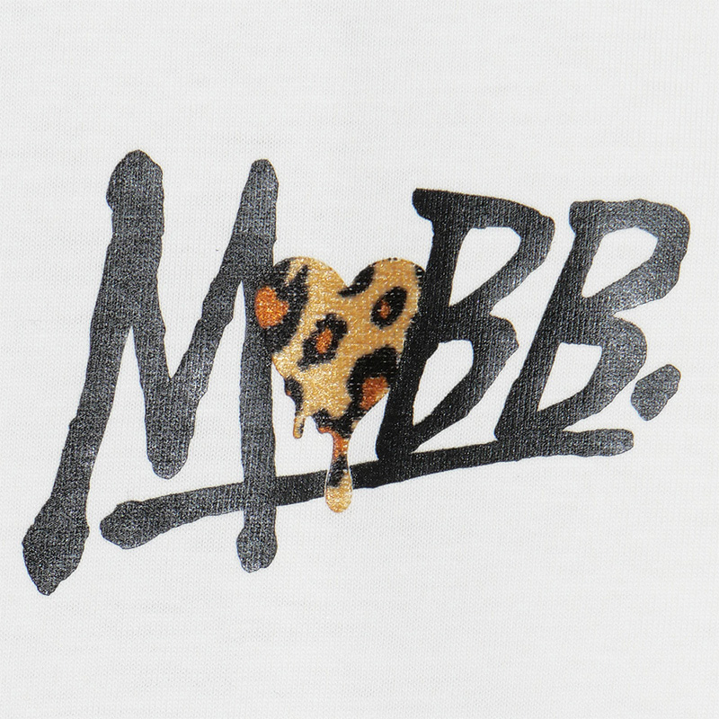 HEART DRIP LEOPARD T-SHIRT -WHITE×BEIGE-
