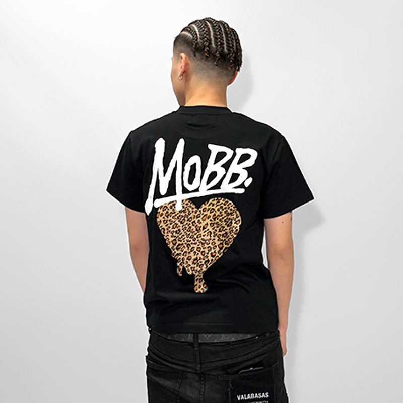 HEART DRIP LEOPARD T-SHIRT -WHITE×BEIGE-