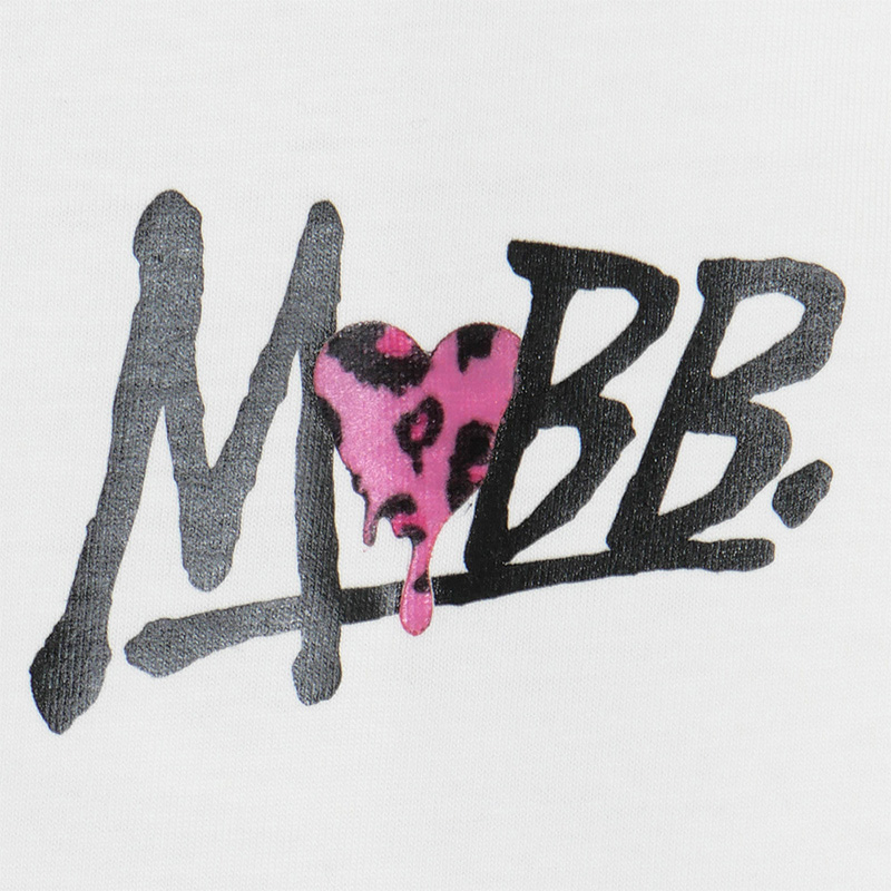 HEART DRIP LEOPARD T-SHIRT -WHITE×PINK-