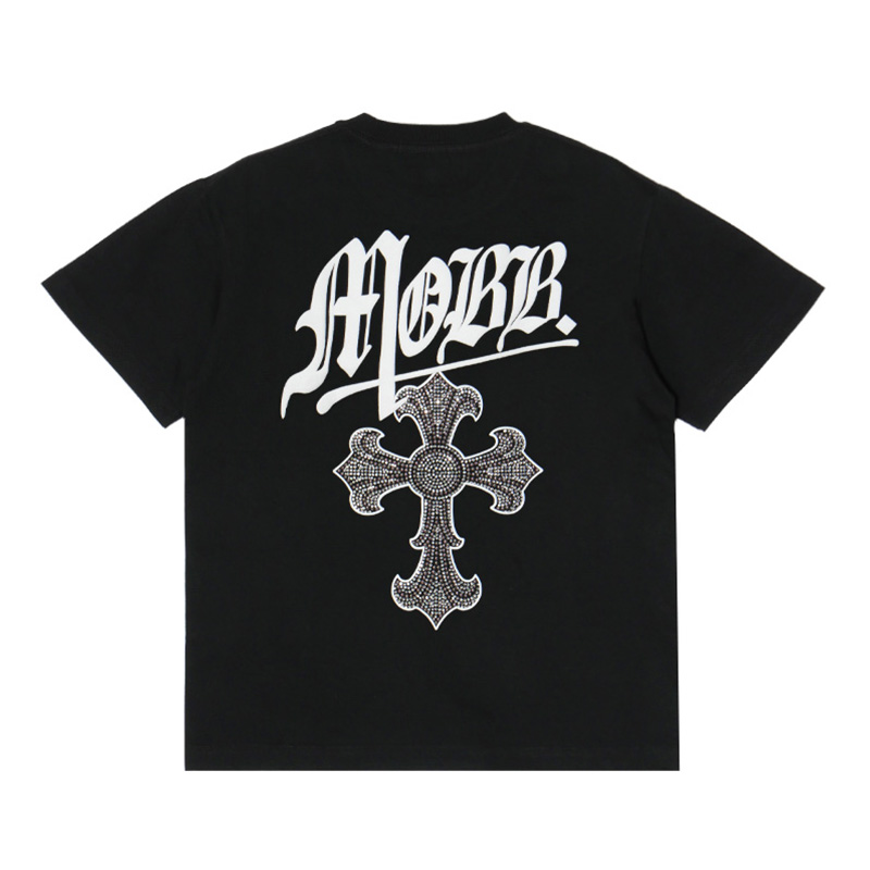CROSS STUDS STONE T-SHIRT -BLACK-