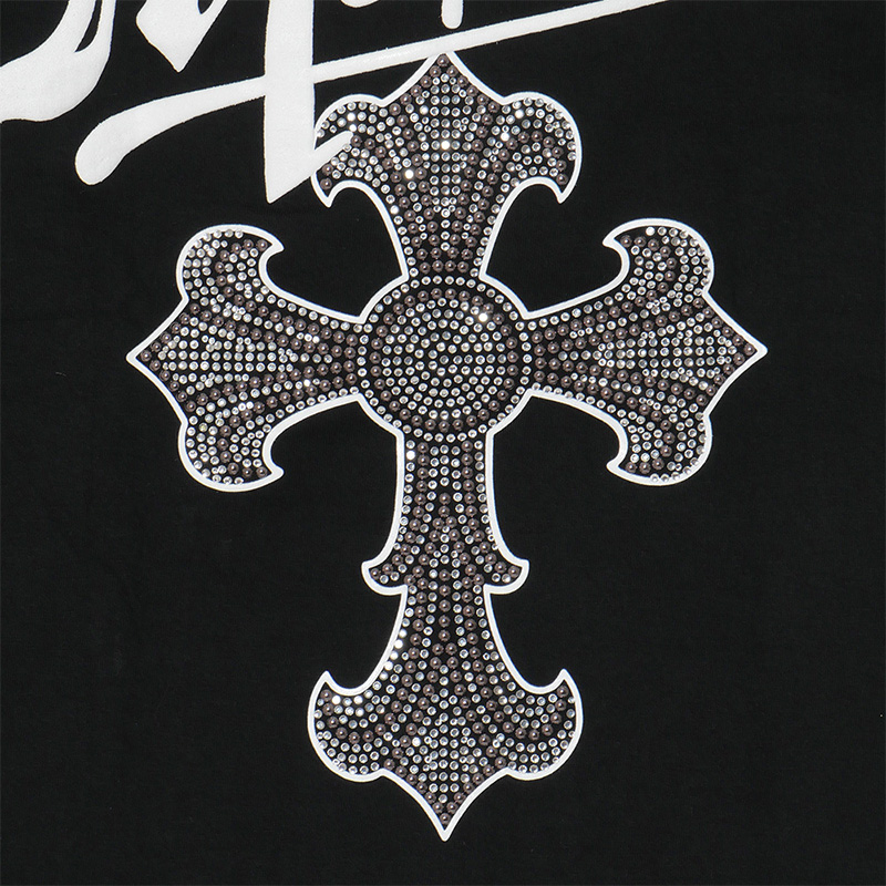 CROSS STUDS STONE T-SHIRT -BLACK-