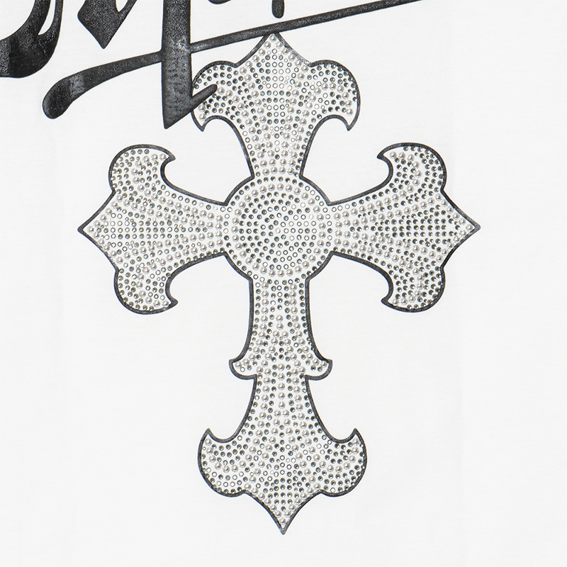 CROSS STUDS STONE T-SHIRT -WHITE-