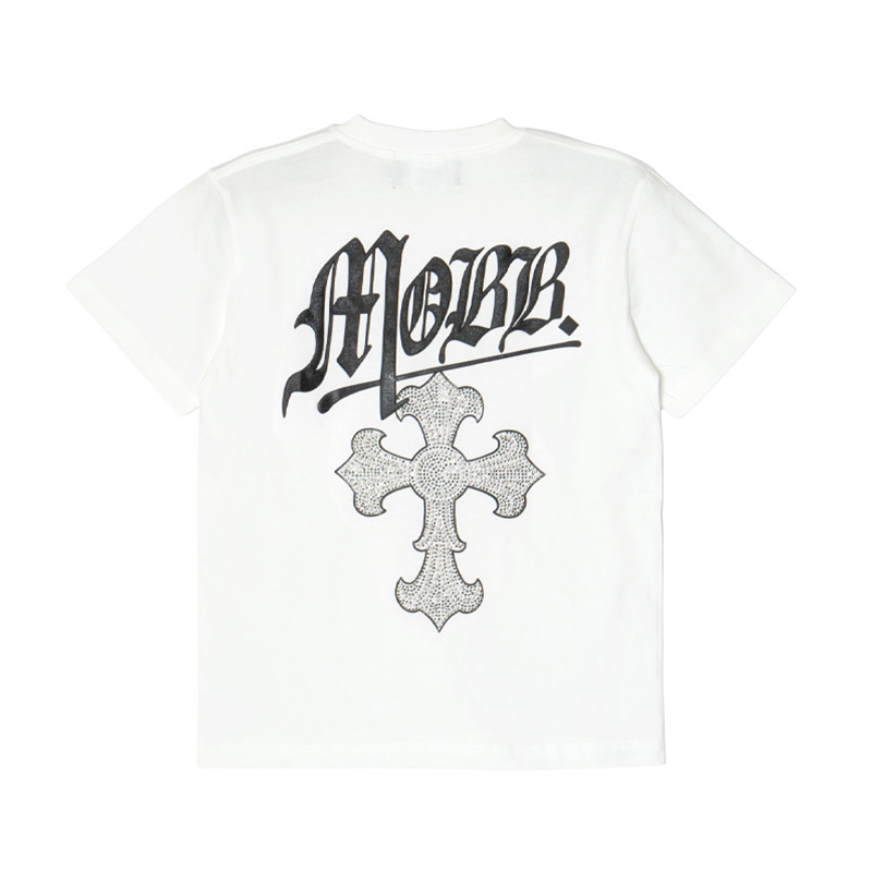 CROSS STUDS STONE T-SHIRT -WHITE-