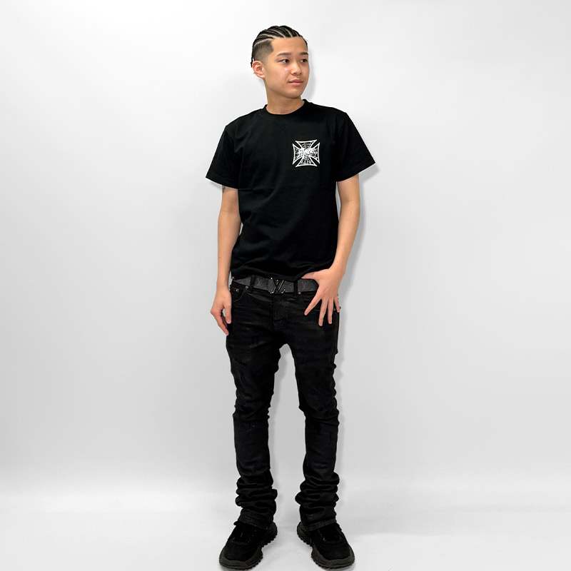 WEB CROSS T-SHIRT -BLACK-