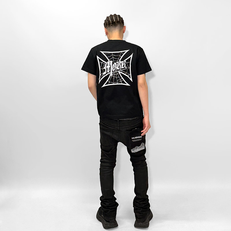 WEB CROSS T-SHIRT -BLACK-