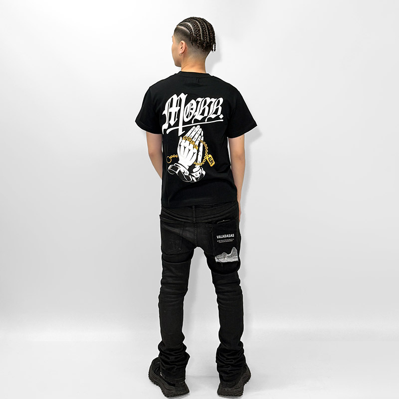 PRAY HANDS T-SHIRT -BLACK-