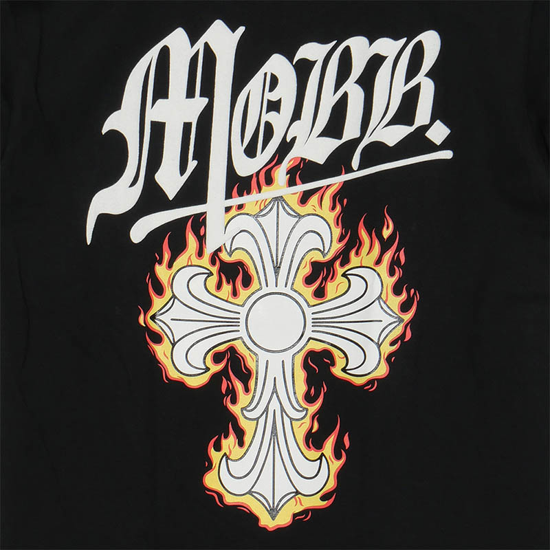 FLAME CROSS T-SHIRT -BLACK-
