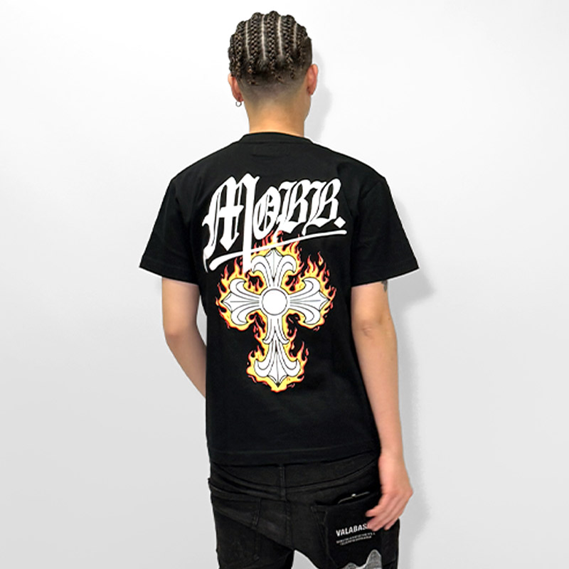 FLAME CROSS T-SHIRT -BLACK-