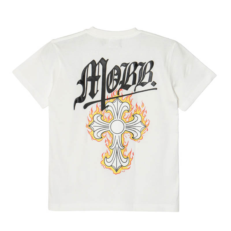 FLAME CROSS T-SHIRT -WHITE-