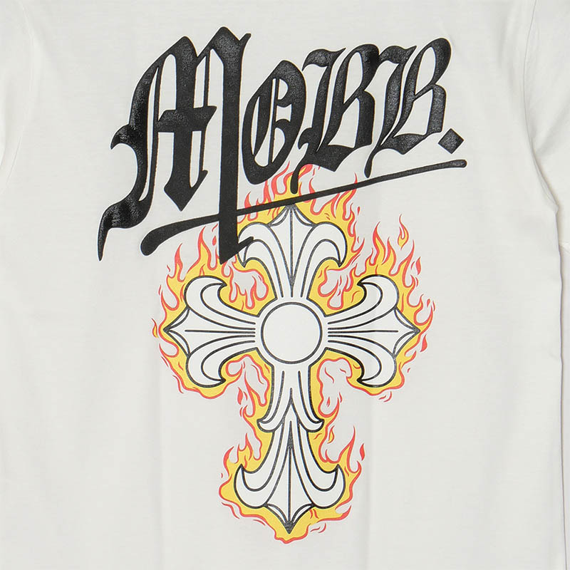 FLAME CROSS T-SHIRT -WHITE-