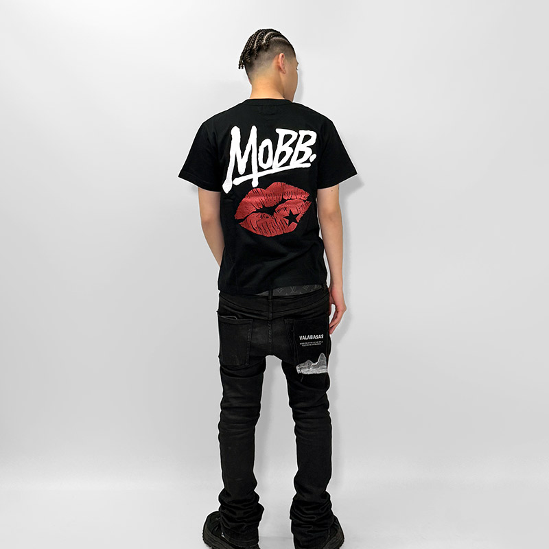 GLITTER KISS T-SHIRT -BLACK-