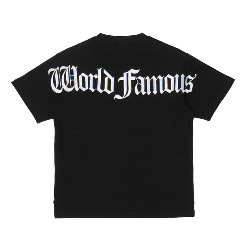 OLD LETTER EMBROIDERY T-SHIRT -BLACK-