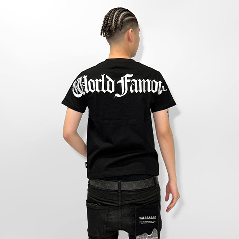 OLD LETTER EMBROIDERY T-SHIRT -BLACK-