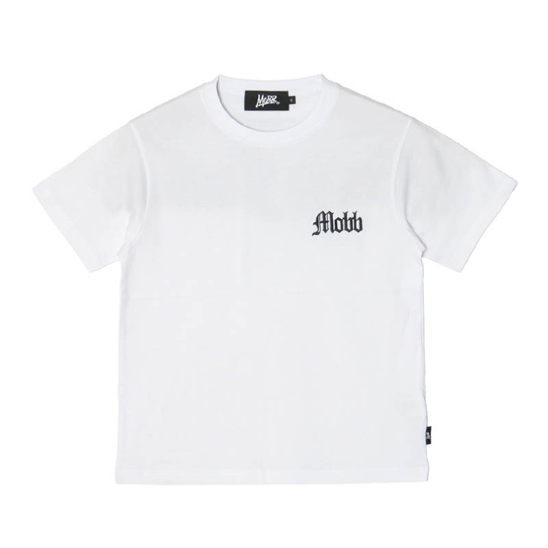 OLD LETTER EMBROIDERY T-SHIRT -WHITE-