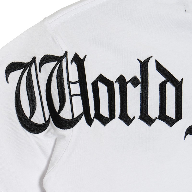 OLD LETTER EMBROIDERY T-SHIRT -WHITE-