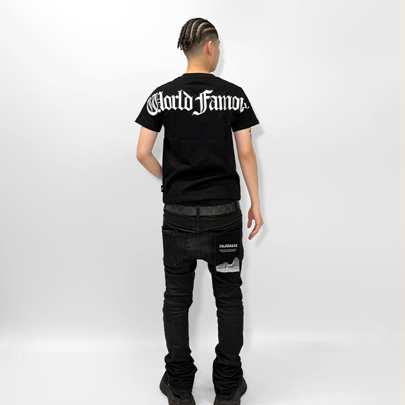 OLD LETTER EMBROIDERY T-SHIRT -WHITE-