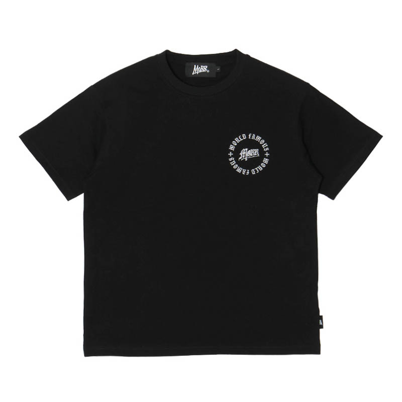 OLD CIRCLE EMBROIDERY T-SHIRT -BLACK-