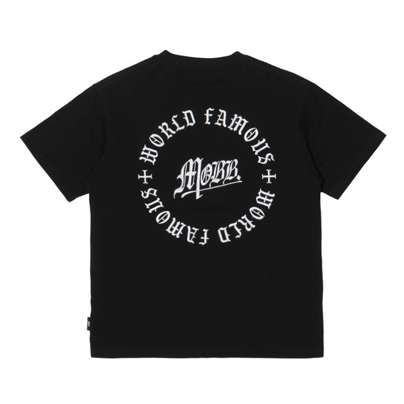 OLD CIRCLE EMBROIDERY T-SHIRT -BLACK-