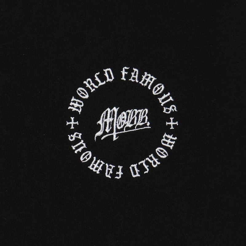 OLD CIRCLE EMBROIDERY T-SHIRT -BLACK-