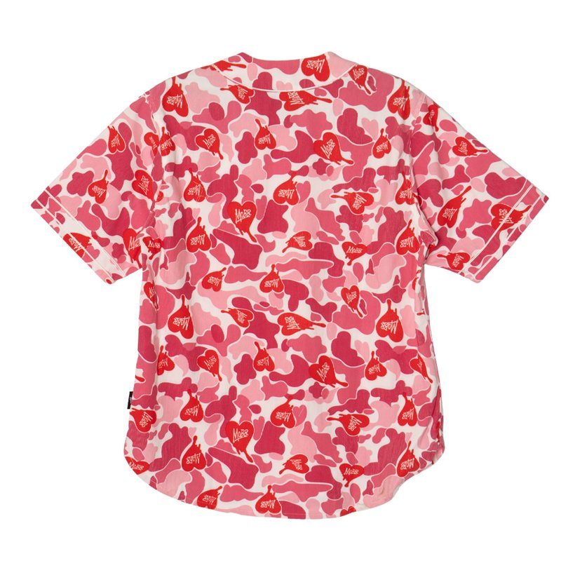 HEART DRIP CAMO BASEBALL SHIRT -PINK-
