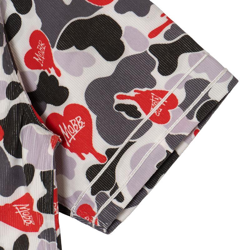 HEART DRIP CAMO BASEBALL SHIRT -WHITE-