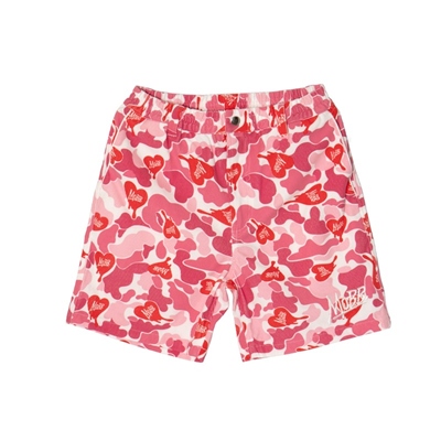 HEART DRIP CAMO SHORTS -PINK-